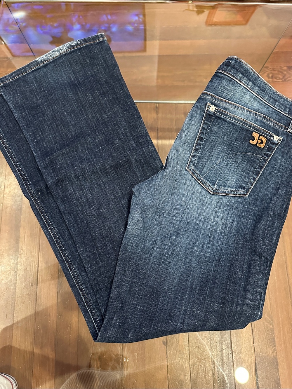 Joe's Jeans Women's Dark Blue Flare Jeans with Back Pocket Logo